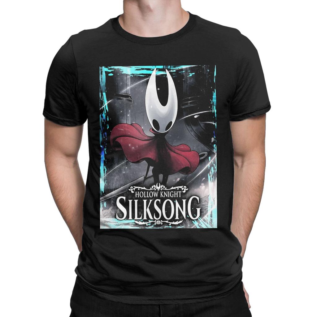 Men's T-Shirts Hollow Knight Silksong Vintage Cotton Tees Short Sleeve  T Shirts Crewneck Clothes Graphic