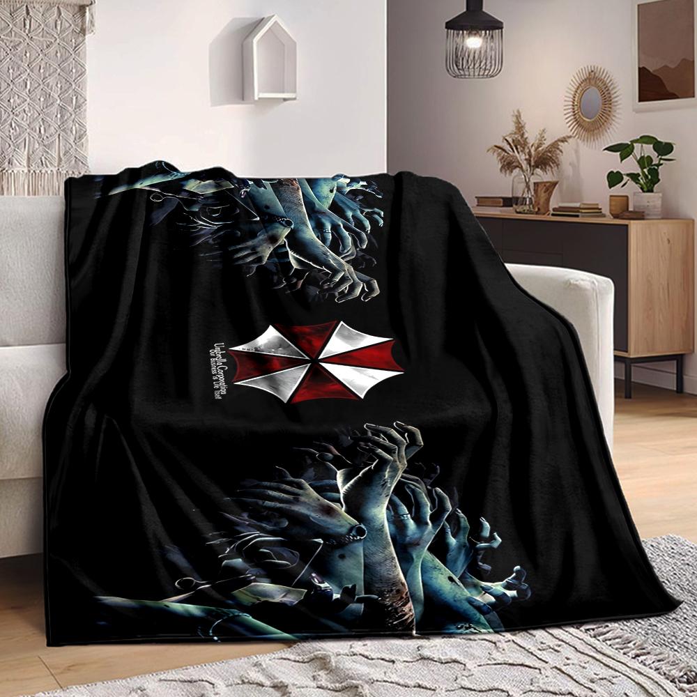 1Pc Resident Evil Umbrella Corporation Flannel Blanket, Soft And Comfortable, Casual Warm, Camping Travel, Christmas, Halloween Xmas Gift S1714