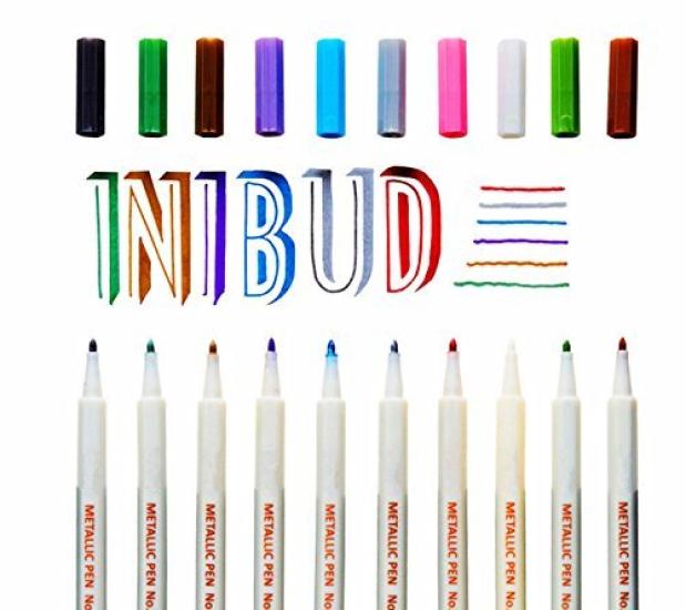 EMY Metallic Marker for Diary Message and Various Decorative Uses Pens, 10-Color Set, Water-Based, Pages, Cards,