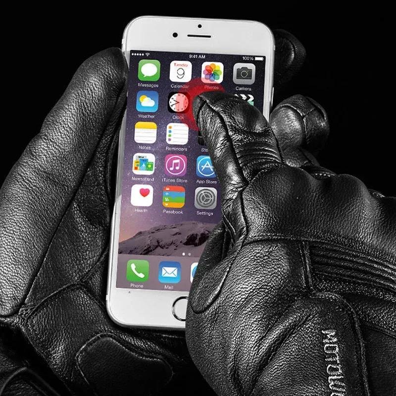 Motorcycle Gloves Real Leather Waterproof Windproof Winter Warm Gants Homme Luva Guantes Touch Screen Riding Bike Car Gloves