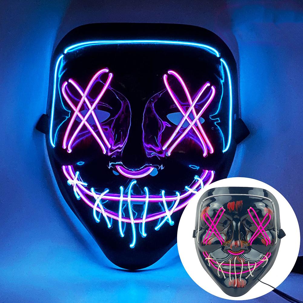 Wireless Halloween Neon LED Purge Mask Masque Masquerade Party Masks Light Grow In The Dark Horror Mask Glowing Masker
