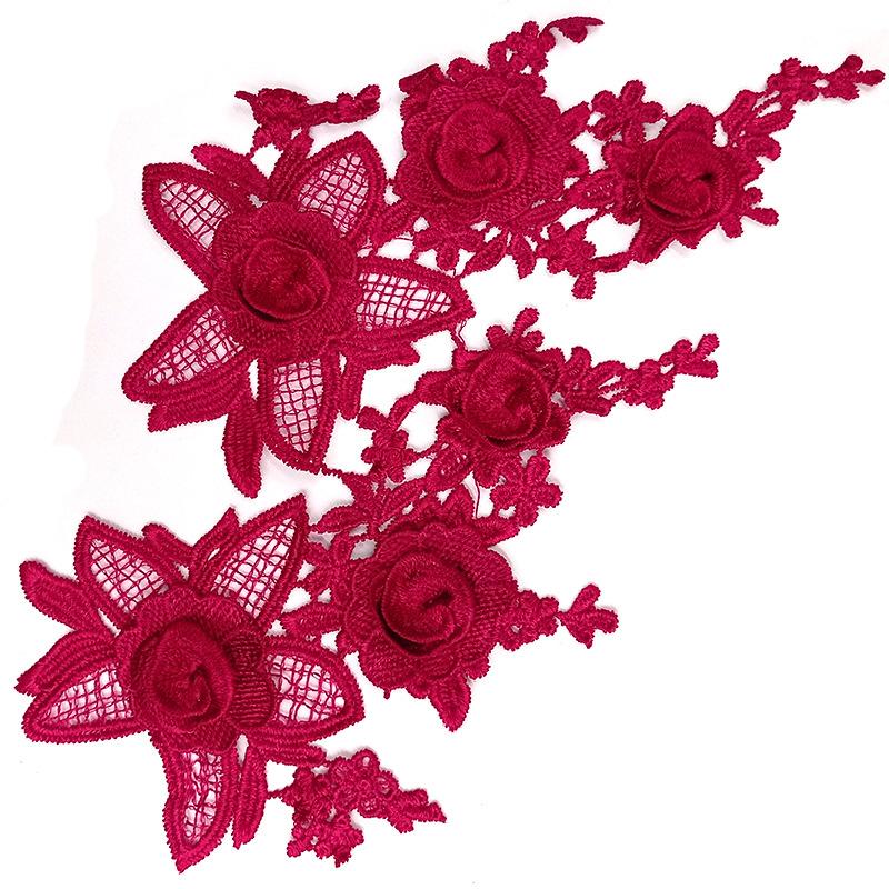 

Водорастворимое кружево, Вышивка, Пара объемной вышивки, Полиэстер Легкий шелк, Полые DIY кружевные аксессуары, Декаль Парящие цветы Burgundy & бордовый