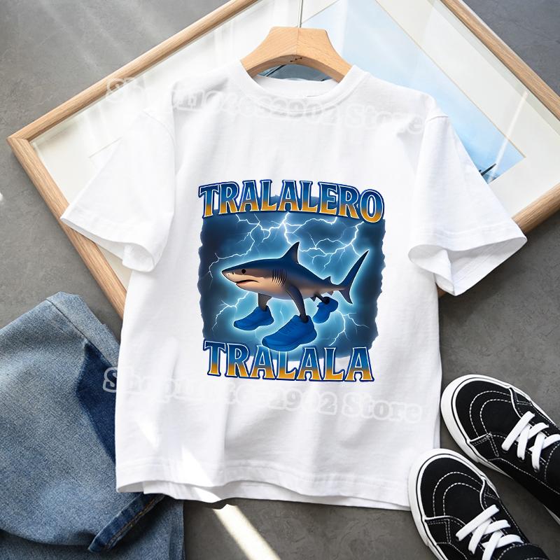 Italian Brainrot Kids Clothes Boys Girls T-shirts Tung Tungtung Sahur Cotton Tee Telala Funny Shark Summer Child Tops Party Gift