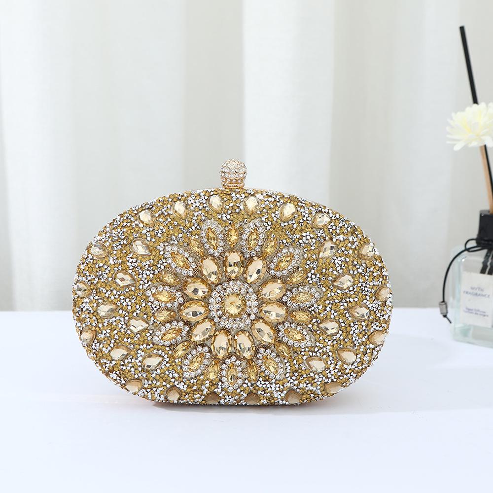 

Трендовый европейский и американский вечерний клатч в виде ракушки с подсолнухом и стразами - Универсальная женская сумка-ракушка золотой