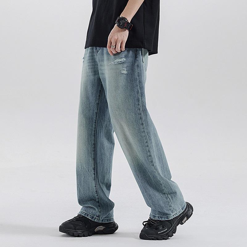 New Style American High Street Loose Straight-flat Jeans Pants