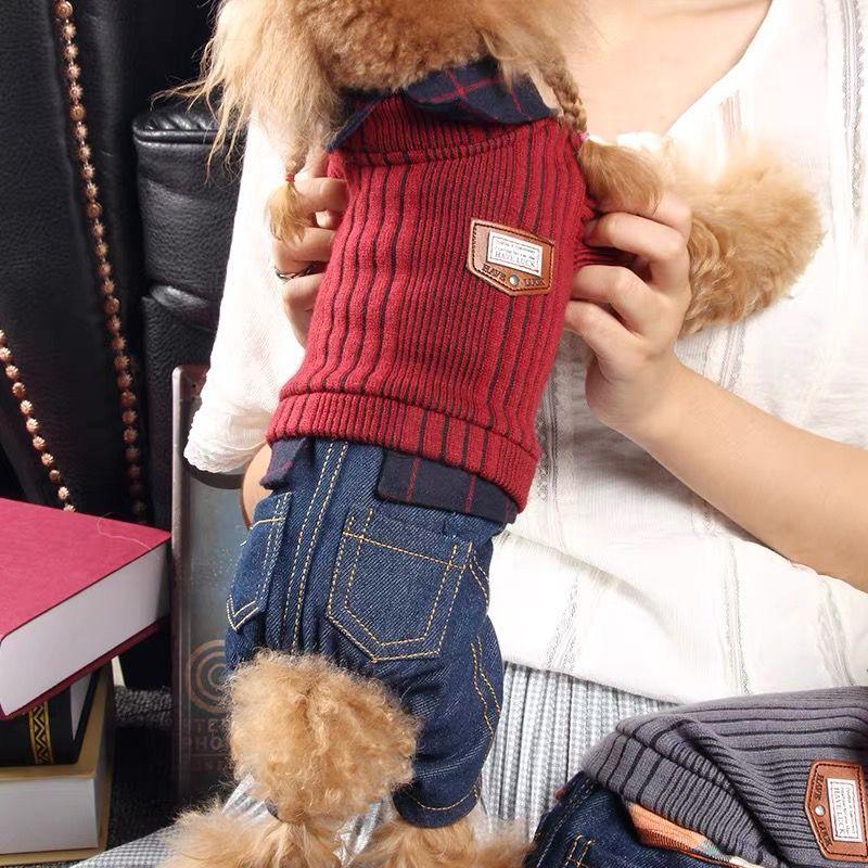 

Dog clothes autumn and winter teddy four-legged clothes autumn and winter thickened than bear Pomeranian small dog spring and autumn warm pet XL Chest 50 Back 40 About 10-6.5 kg