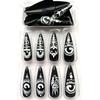 24 pcs/set Press on Nails Long Red Star Nail Girls Sexy Nail DIY Bridal Tip Daily Reusable Sexy Fake Nails Art For Women Decoration