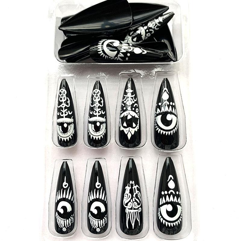 24 pcs/set Press on Nails Long Red Star Nail Girls Sexy Nail DIY Bridal Tip Daily Reusable Sexy Fake Nails Art For Women Decoration