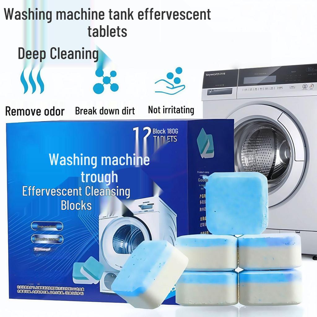 Effervescent Washing Machine Tub Cleaning Tablets - Stain and Descale Remover