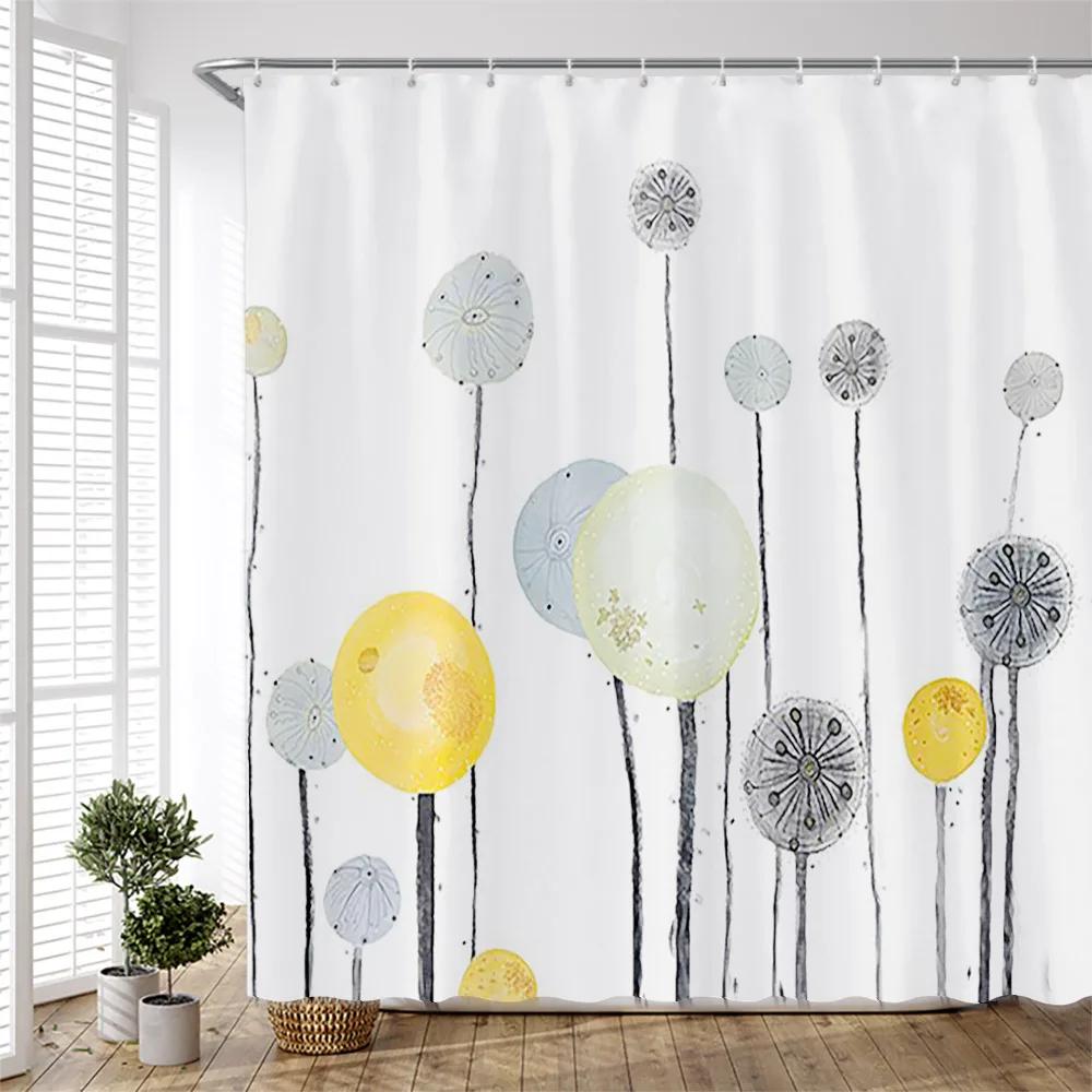 Garden Flower Shower Curtain Plant Floral Birds Leaves Zen Stone Bamboo Forest Painting Bath Accessories Bathroom Decor Curtains