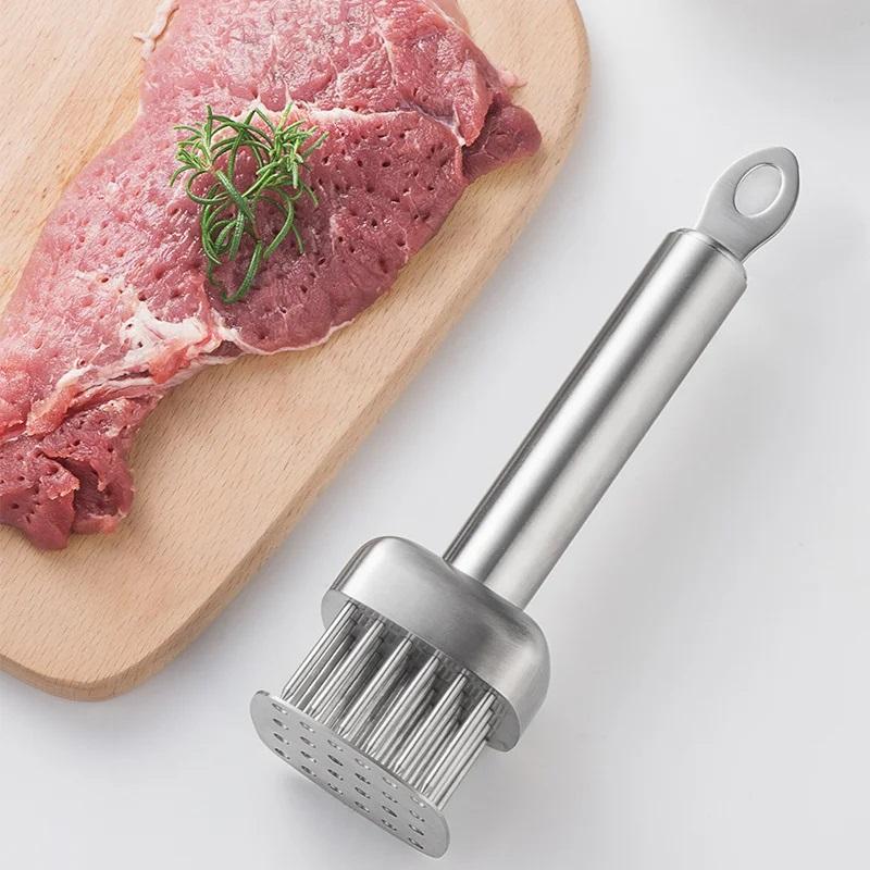304 Edelstahl Küche Zarte Fleischnadel Professionelles Kochen Fleischzartmacher Werkzeug Lockere Fleischnadel Schweinekotelett Steak Hammer