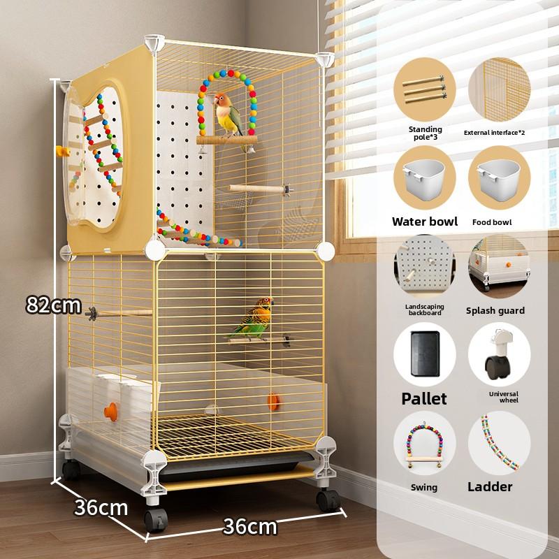 Gaiola Grande para Pássaros Papagaios com Design Anti-Espalhamento para Calopsitas e Periquitos, Aviário de Luxo para Periquitos Casa de Voo Premium para Animais de Estimação