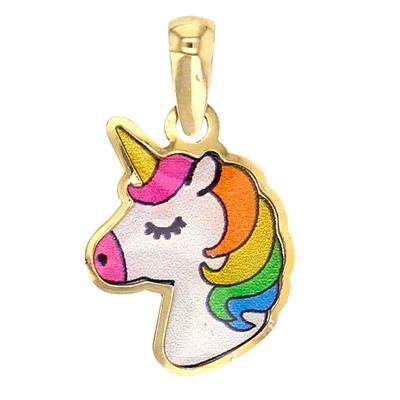 [Q3344] – Vícebarevný zlatý přívěsek „Licorne My Unicorn“ (zlato – 9 karátů)