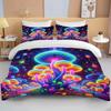 Super Vibrant Neon Psychedelic Mushrooms Print Bedding Set  1 Duvet Cover 1/2 Pillowcases Adult and Children Bedding Set Luxury