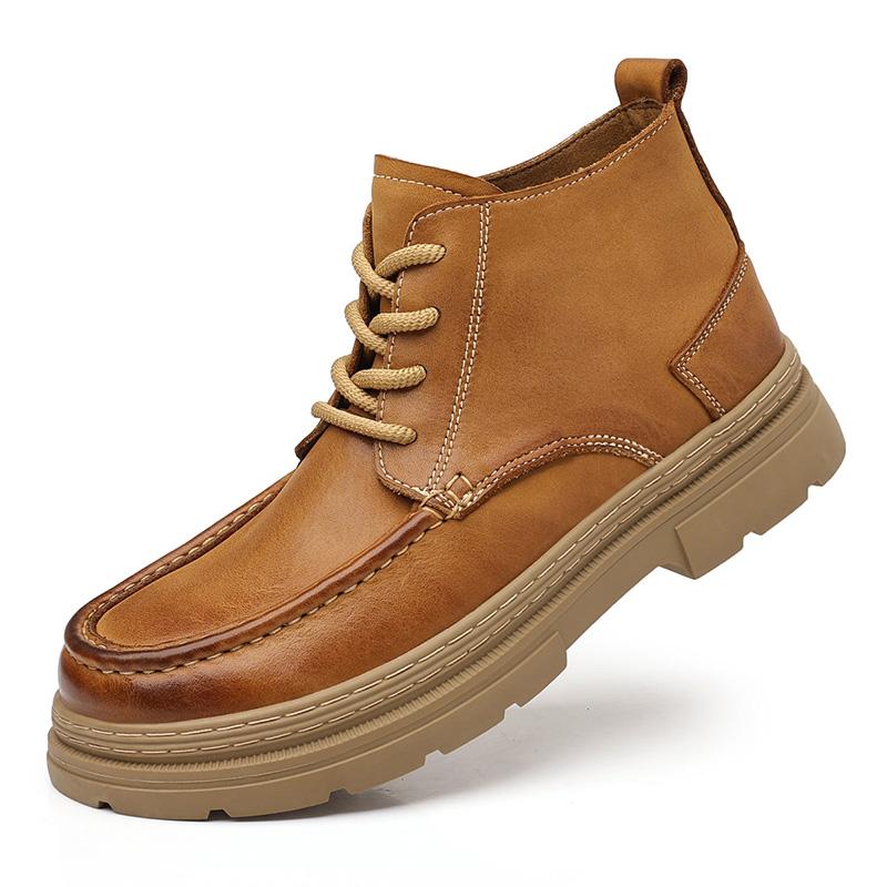 

Модная мужская обувь ручной работы, мужские ботинки с низким верхом, модная высококачественная кожаная обувь, новые уличные мужские ботинки для ходьбы, роскошные мужские базовые ботинки 44 жёлтый