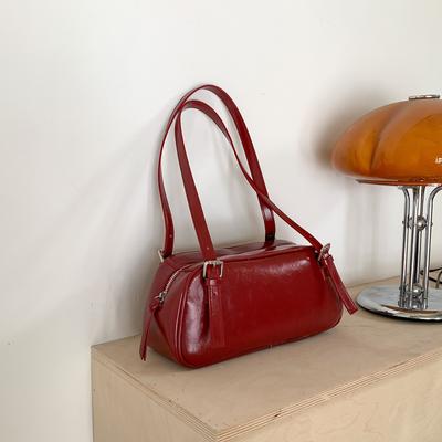 Baguette-Tasche hochwertig neu vielseitig tragbar Umhängetasche schlichtes Leder Nische Achseltasche Damen
