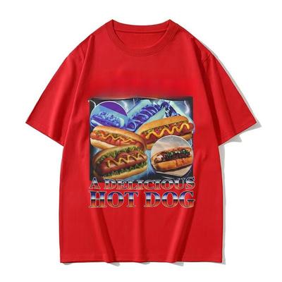 Ein köstlicher Hotdog Lustiges Essen Meme T-Shirt Herren Damen Vintage Sommer Mode T-Shirt Hochwertige Bequeme Baumwoll-T-Shirts