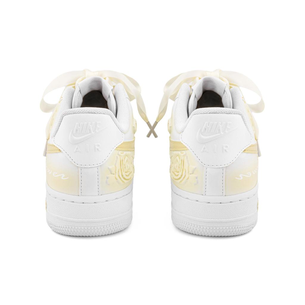 Nike Air Force 1 Wear resistant And Lightweight Low top Skateboard Shoes Women's White Yellow HF2016-100(Team943-)
