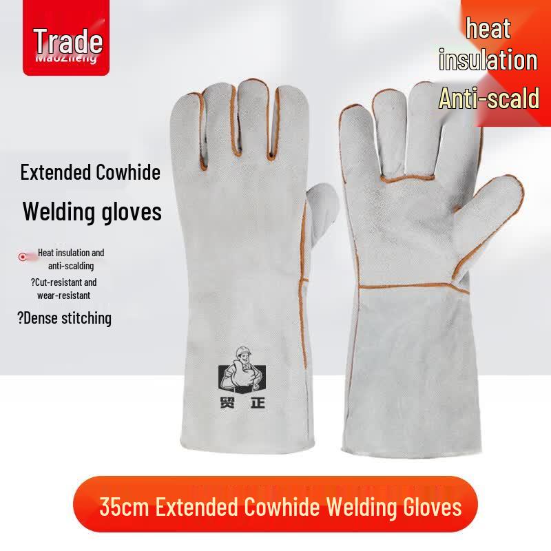 Heavy-Duty Cowhide Welding Gloves One Size