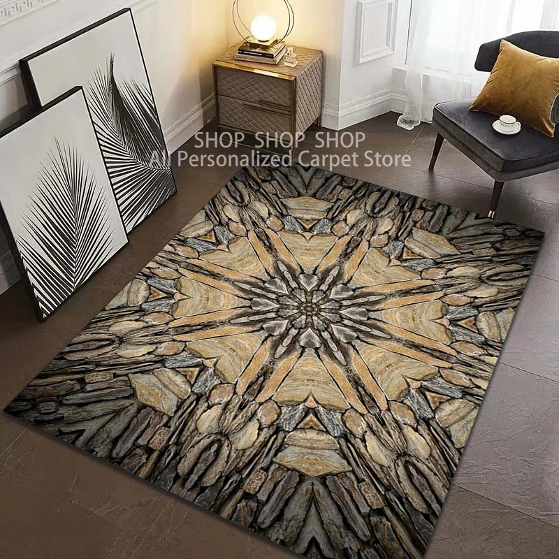 1PC Stone Mosaic Art Printed Carpet for Living Room Bedroom Sofa Home Decoration Non-slip Floor Mat Modern Carpet Large Size