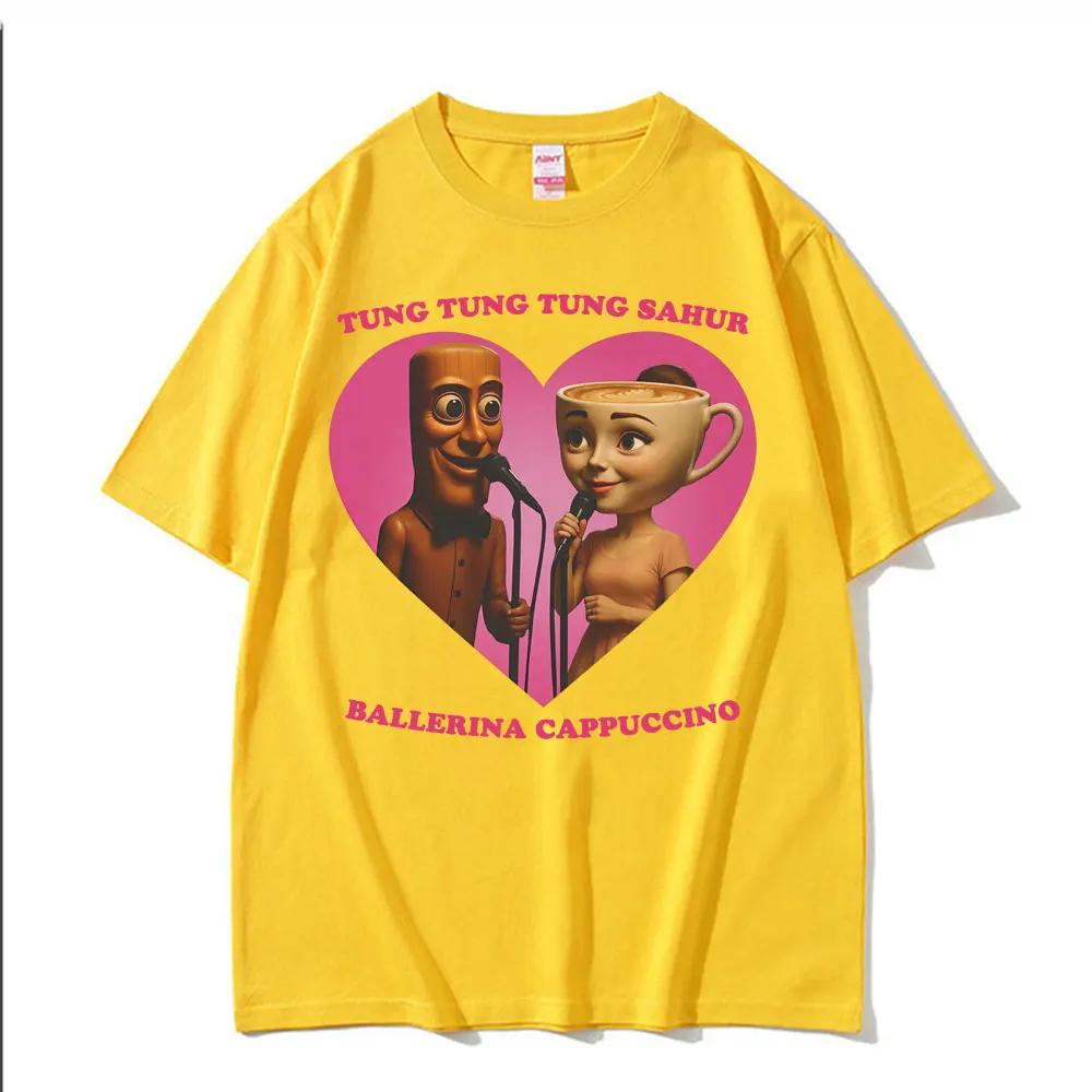 

Тунг Тунг Сахур и Балерина Капучино Любовь Смешная Мем Футболка Итальянский Маразм Женская Мода Y2k Юмористический Стиль Футболка 3XL
