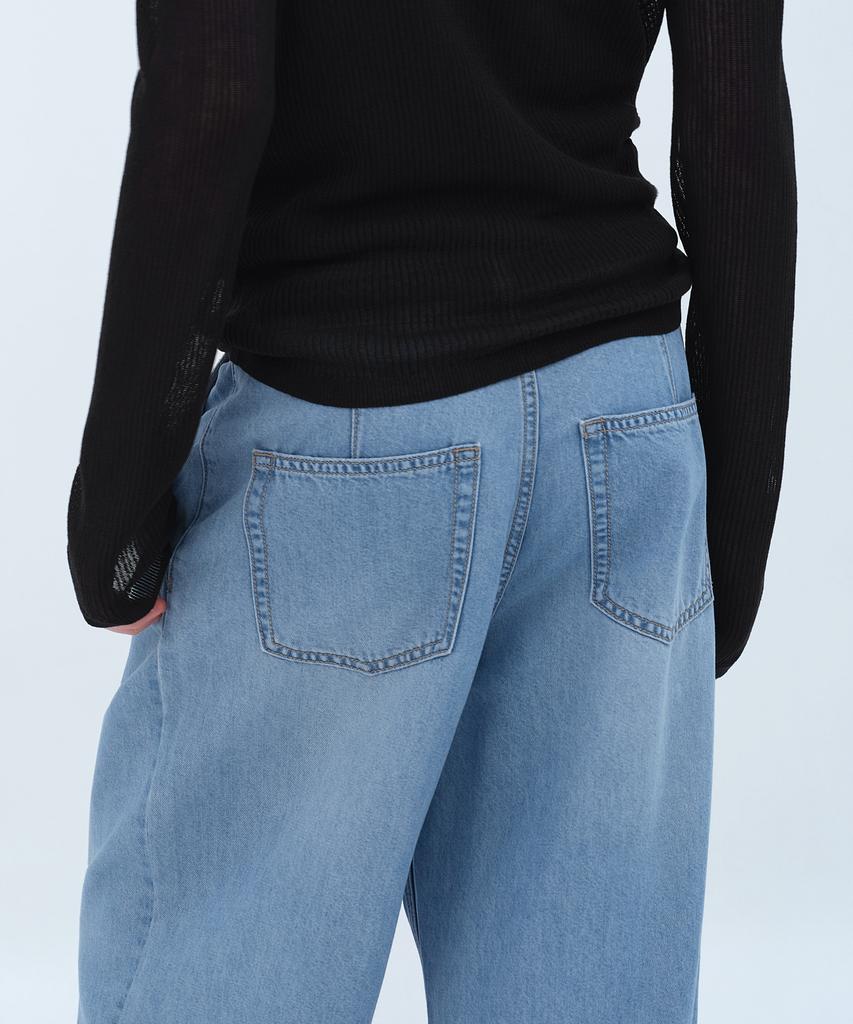 MUSINSA STANDARD WOMAN Women'S Tencel One-Pleat Extra Wide Denim Pants [Sky Blue]