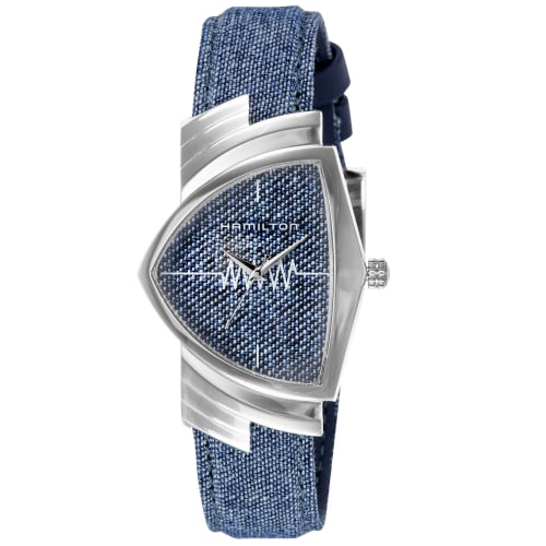 Hamilton Ventura Quartz Watch, Blue Dial, Stainless Steel, Mineral Glass, Quartz Movement, 5 ATM Water Resistance, 36mm, Swiss Made, H24411941, Men's