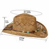 Ladies Wide Brim Straw Cowgirl Hat with Beaded Band for Western Style Sun Protection At the Beach or Hiking Adventure