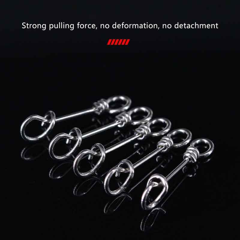50Pcs Strengthen Stainless Steel Quick Lock Snap Spring Clamp Buckle Lure Drop Rigs Safety Connector Bait Hook For Fishing