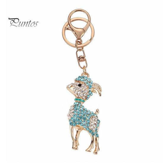 Key Chain Decoration Bling Rhinestone Lamb Keychain for Backpack, Metal Goat Car Bag Accessory Ring, Sheep Pendant Backpacks and Handbags Ring