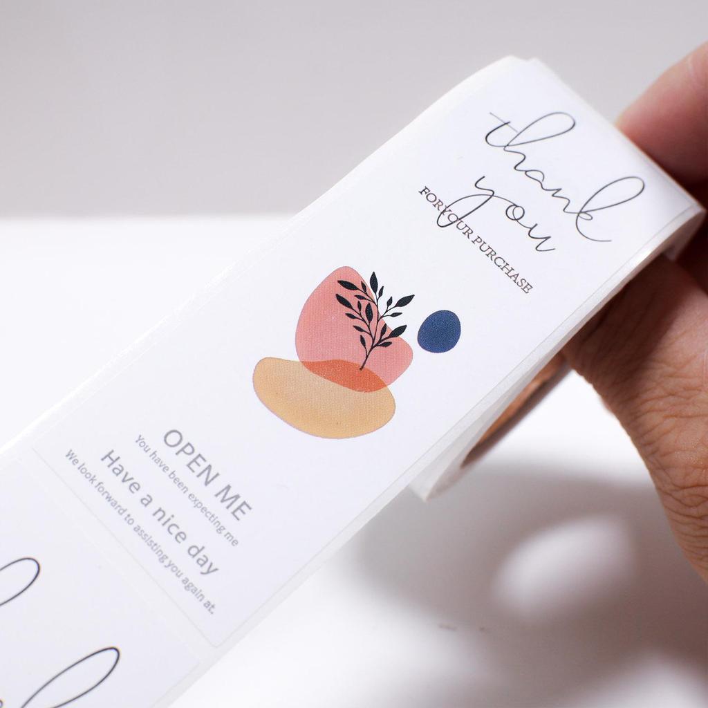 White Rectangular Adhesive Stickers for Gift Box Sealing - 100 Sheets/Roll