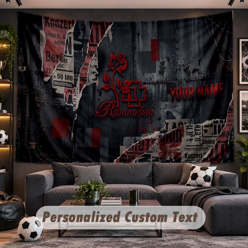 Wall Hanging Tapestry Custom NameRammstein Pattern Personalized Printed Fabric Wall Decor