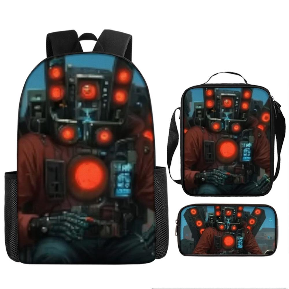 Skibidi toiletman schooltas titan monitorman rugzak schoudertas etui driekoppige set