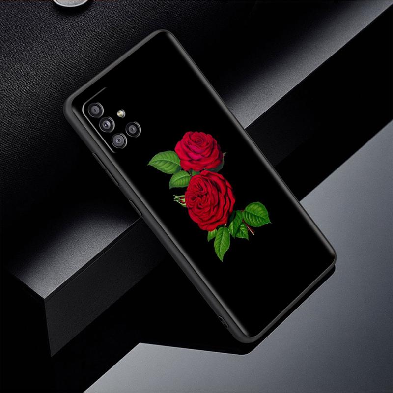 Bright Red Rose Flowers Case For Samsung Galaxy A54 A52 A14 5G A53 A12 A13 A71 A23 A34 A33 A21s Phone Cover