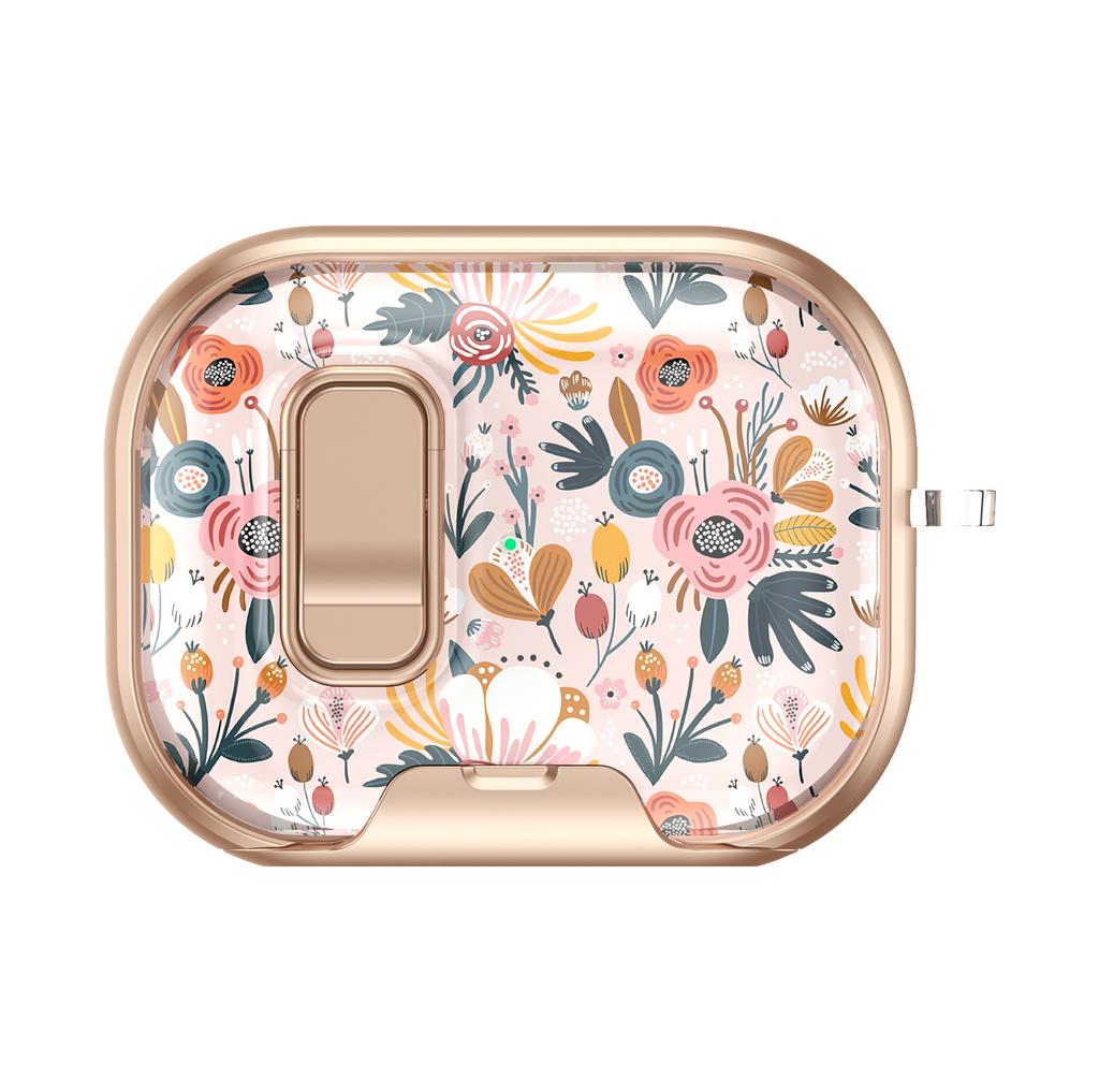Latch Painted All-inclusive Earphone Case for AirPods Pro 3 & AirPods 4 Pro2 Cover with Switch Safety Lock+Bottom Stand Bracket