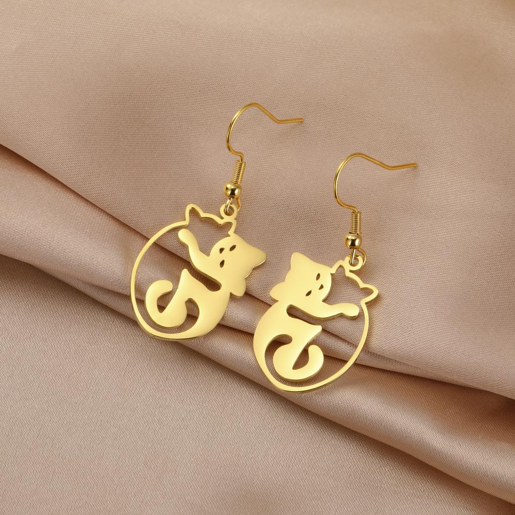 Cazador Hugging Cats Kittens Earrings for Women Stainless Steel Cute Dog Dangle Earrings 2026 Trend Jewelry Birthday Gift
