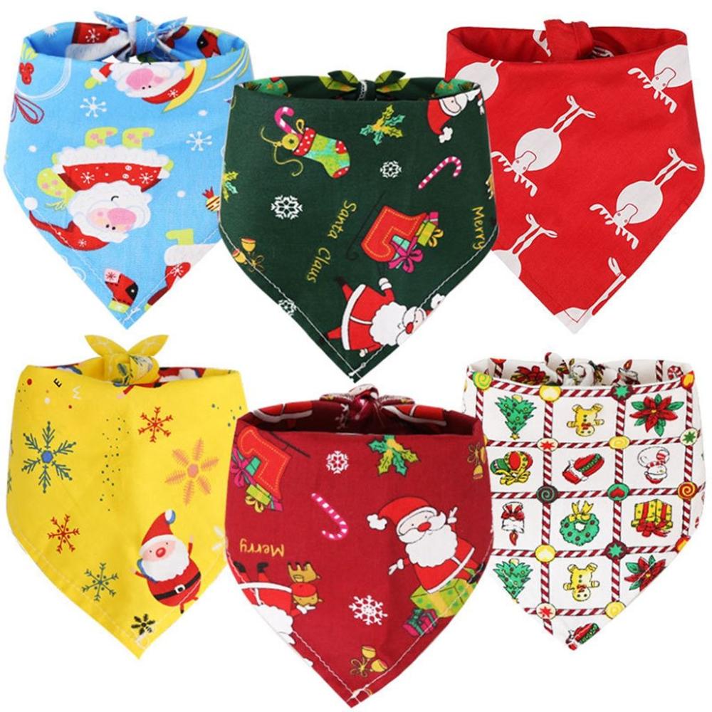Puppy,Kitten Santa Claus Patten Cats Triangular Scarf Pet Costume Dogs Bandanas Christmas Pet Decor