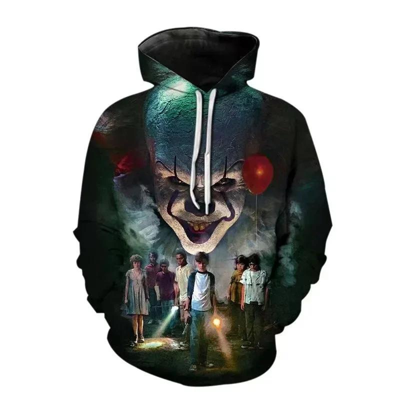 Autumn Men's Hoodie Clown Graphic Loose Fashion Pullover Clothing Casual Clothes Women Tops Sweatshirts
