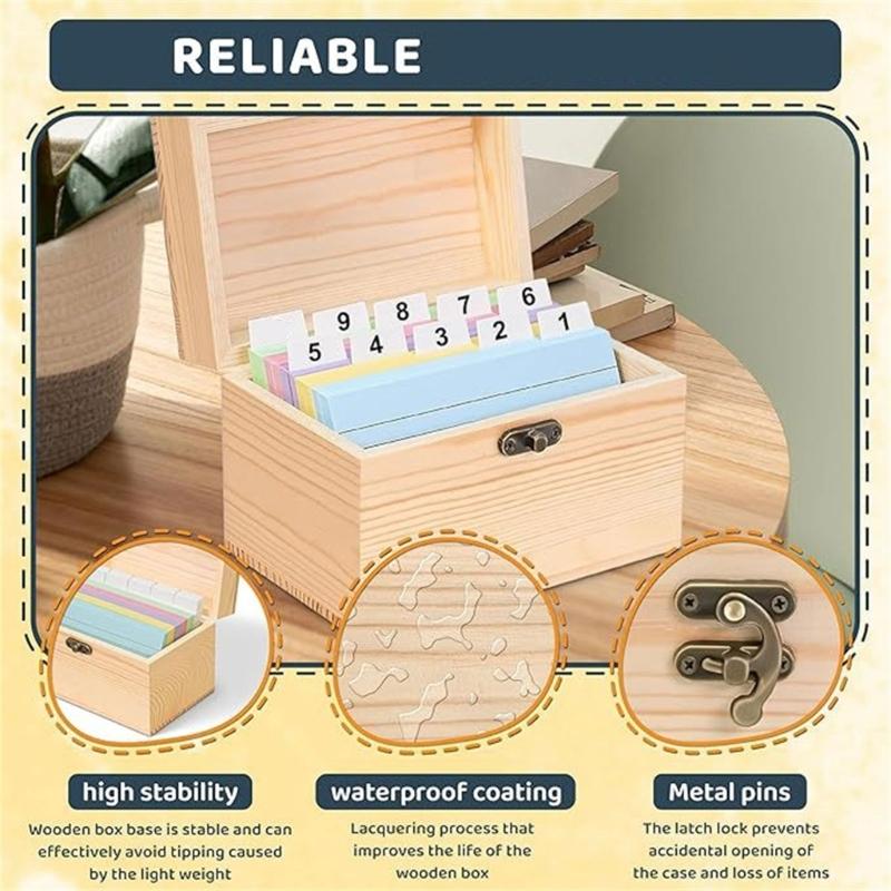 Natural Material Index Card Holders 6 Assorted Colors 150 Sheets Ink Control Technology Compacts Office Home Organizers