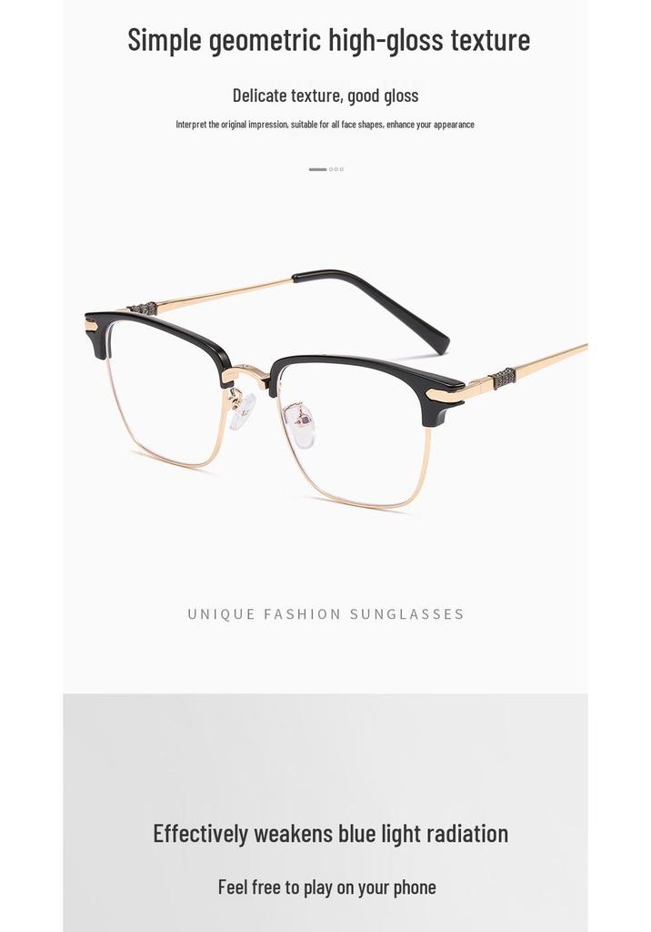 Men's Stylish Business Half-Frame TR Eyebrow Glasses with Anti-Blue Light Filter