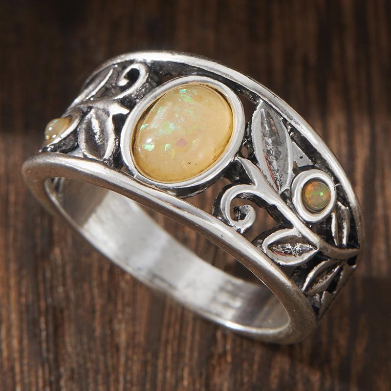 Bohemian Personalized Design Openwork Floral Geometric Ring Women'S Retro Ethnic Style Festival Jewelry Accessories