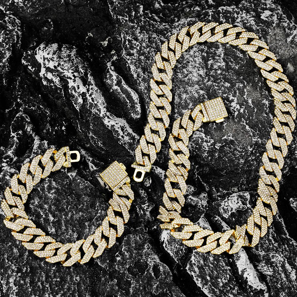 

Мужские часы с кубинской цепью 16 мм, хип-хоп, 3 шт., Майами, Iced Out, с паве из страз, рэперская кубинская цепочка, костюм, часы+браслет, ювелирные изделия 8inch and 18inch