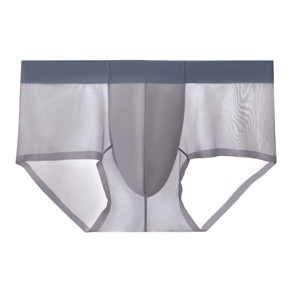 Underpants Summer Thin Briefs Men L-3XL Large Size with Crotch Cloth Ice Silk Boxers Panties Breathable Quick Dry