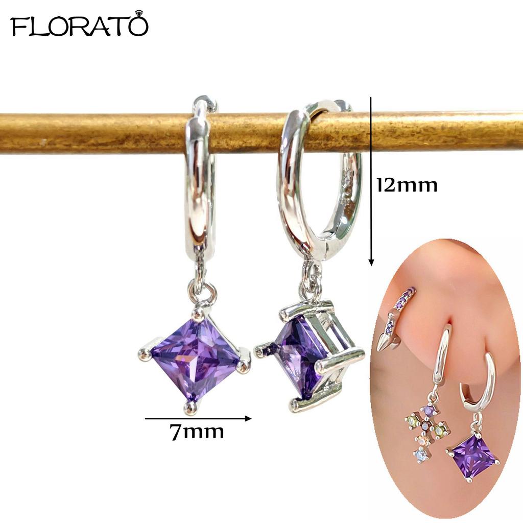 925 Silver Needle Elegant Purple Earrings Exquisite Small Hoop Earrings for Women Fashion Puncture Jewelry Accessories