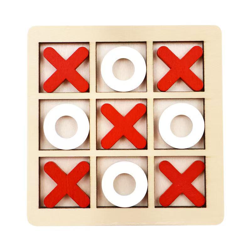 Wooden XO Tic-Tac-Toe: Kids' Educational Logic Training Game for Two Players
