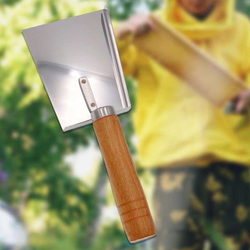 Stainless Steel Shovel with Wood Handle for Beekeepers Hives Cleaner Beekeeping Equipment Bees Farming Accessories