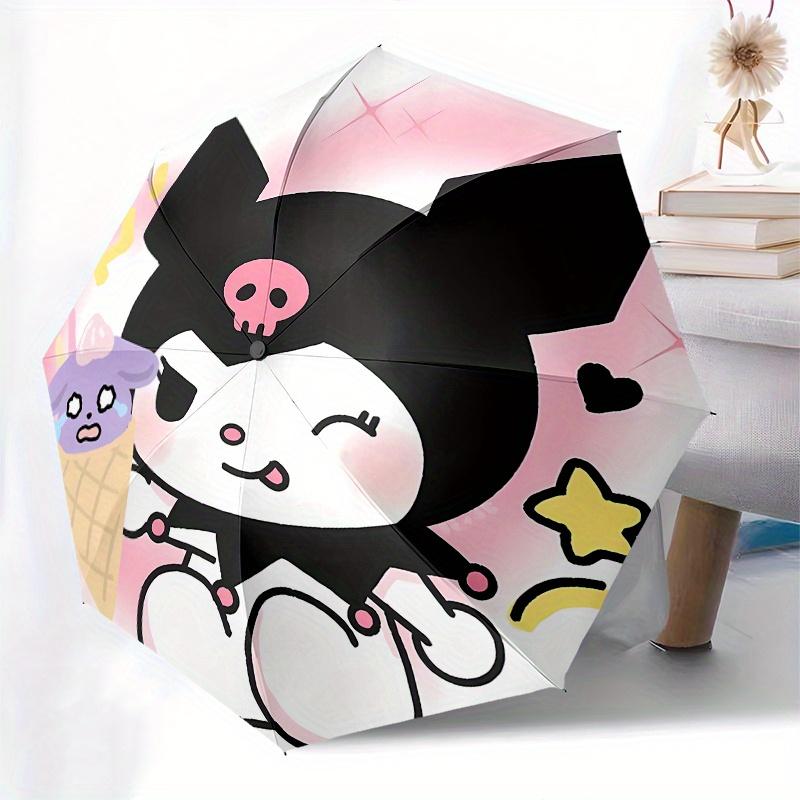 Kuromi,Ice Cream Automatic Folding Umbrella-Simple 8-Rib Design, Bright Cartoon Pattern, Durable Iron Frame, Suitable For Travel, Outdoor, B