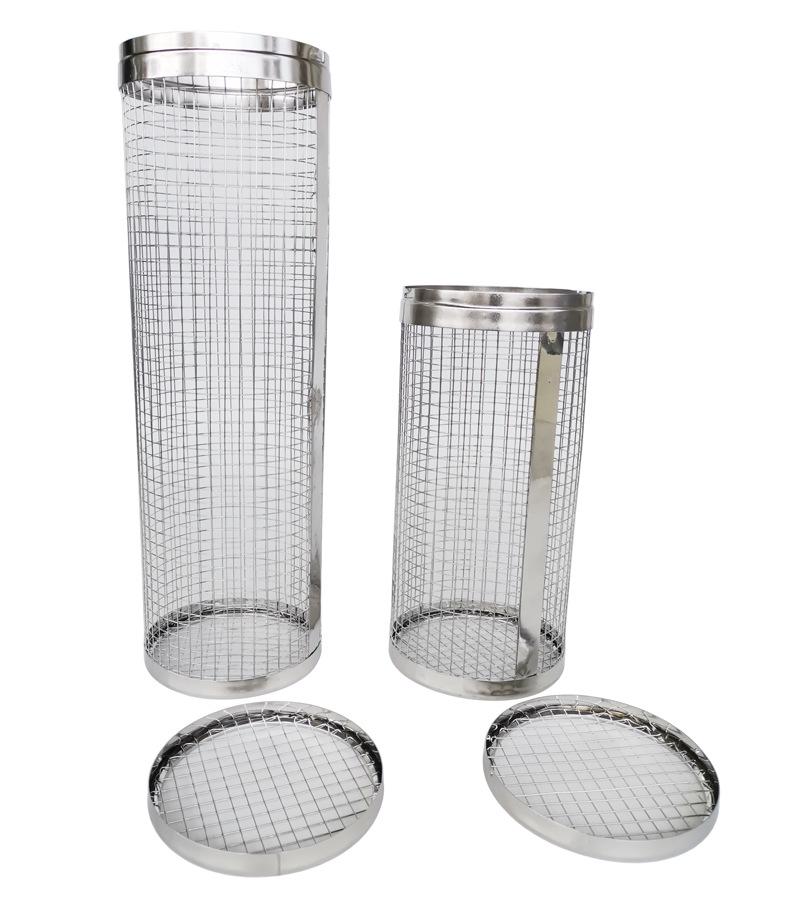 304 Stainless Steel BBQ Cage Cylinder Grill Smoker Mesh Basket - In Stock