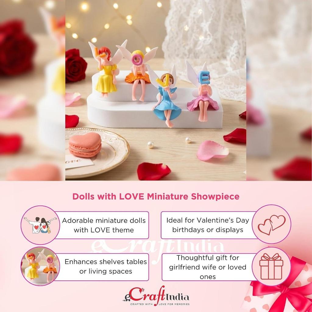 CraftIndia Set of 4 Dolls with Love Miniature Toys