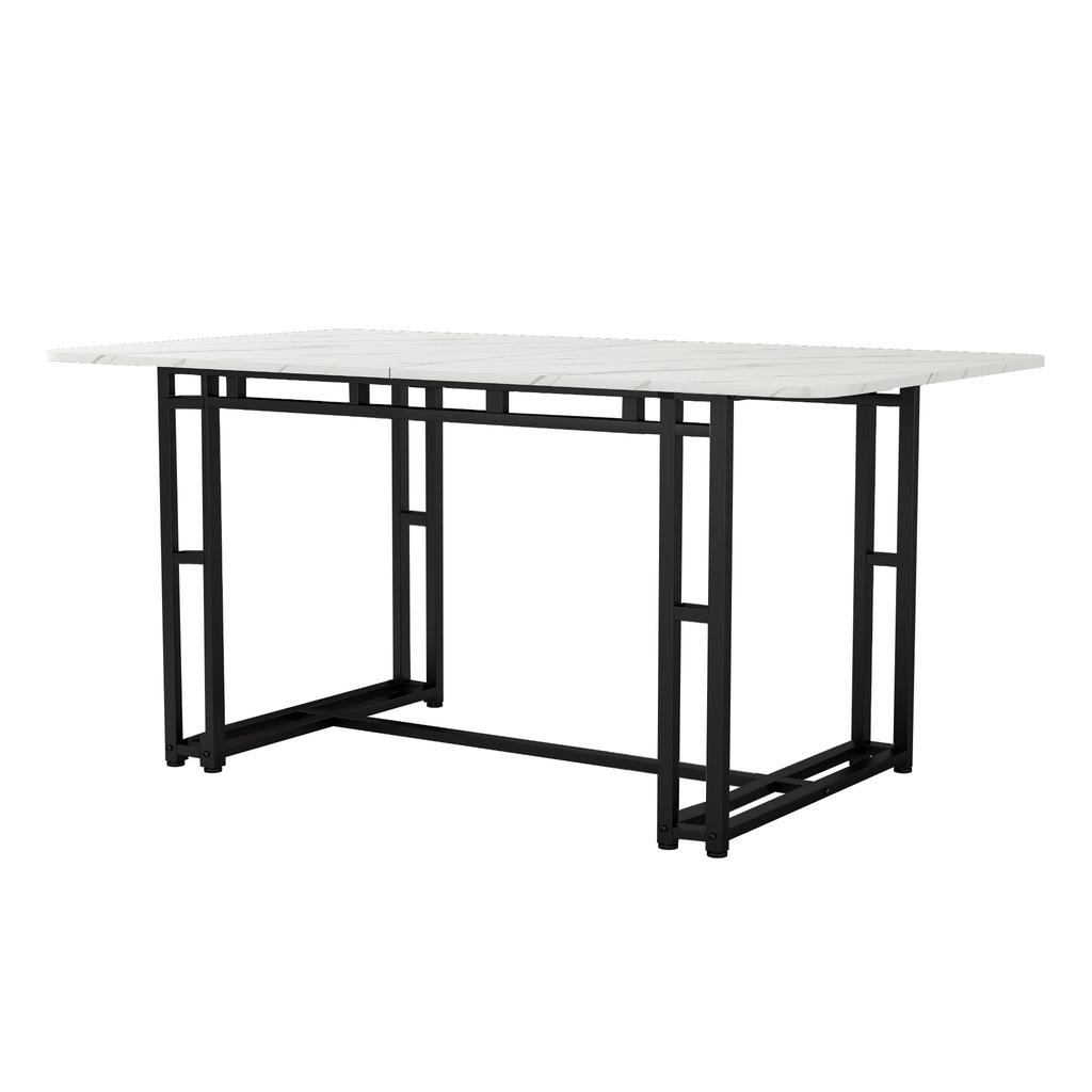 140x80cm Black Dining Table with 4 Chairs Set, Modern Kitchen Dining Table Set, Black Velvet Dining Chairs, Black Iron Leg Table